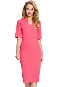 Pink Elegant Pencil Dress with Stylish Collar