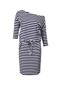 Dark Blue&White Casual Style Drawstring Waist Dress