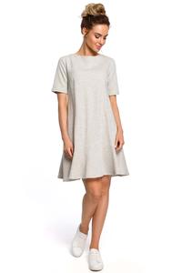 Light Gray Romantic Dress with Tying at the Neck of the Letter A
