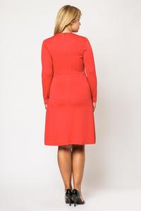 Red Double Fold Knee Length Dress PLUS SIZE