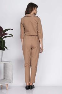 Carmel Brown Casual Jumpsuit with Shirts Style Top