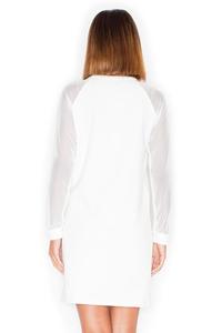 Ecru Casual Mini Dress with Transparent Sleeves