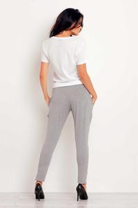 Grey Tapered Legs Jogger Belted Pants