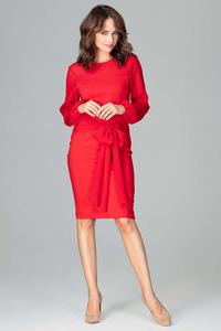 Red Midi Dress With Transparent Sleeves