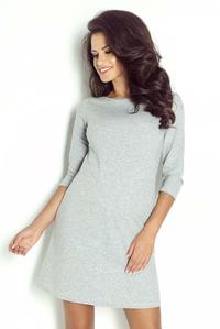 Grey Flared Dress with a Bow