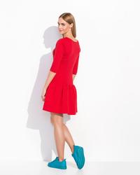 Red Low Waist Light Pleats Girlish Dress