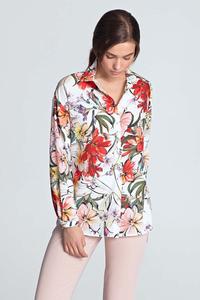 Ecru Floral Pattern Long Sleeved Shirt