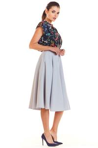 Grey Midi Skirt with Pockets