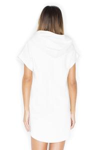 Ecru Simple Sport Style Hooded Dress