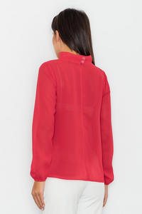 Red Elegant Blouse with Cut Out Neckline
