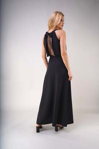 Black Elegant Long Dress with a Cut on the Back
