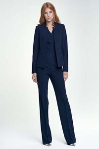 Dark Blue Elegant Short Sleeves Jumpsuit