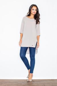 Beige Simple Office Style Long Blouse-Tunic