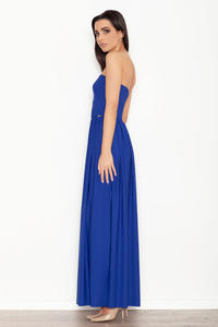 Blue Bandeau Maxi Dress with Side Slit