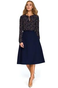 Dark Blue Flared Classic Midi Skirt