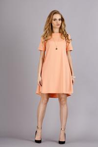 Apricot Short Sleeves Flared Knee Lenght Dress