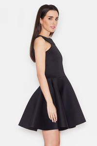 Black Flared Evening Transparent Front Panel Dress