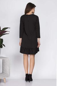 Black Loose Knee Length Dress with Frill