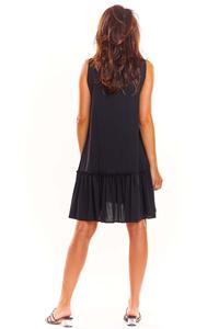 Black Loose Sleeveless Frill Dress