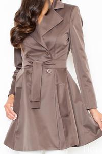 Brown Doublebreasted Elegant Trench Coat