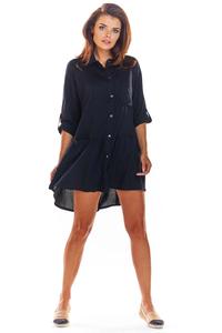 Black Loose Frill Shirt Dress