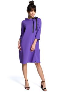 Purple Flared Dress with a Bow