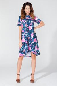 Floral Short Sleeves Dipped Back Dress