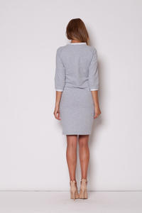 Flecked Seam Shift Grey Dress with Side Welt Pockets