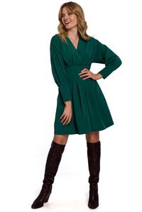 Green Wrap Front Long Sleeves Dress