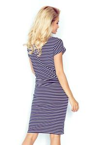 Navy Blue White Knit Dress with Tunnel in Tali