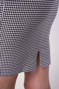 Black Pencil Short Skirt with a Fine Check Pattern