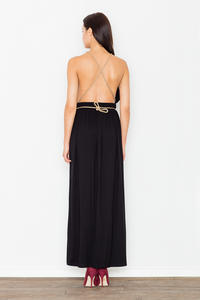 Black Maxi Long Greek Style Deep Neckline Dress