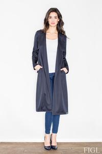 Dark Blue Elegant Trench Coat with Self Tie Belt