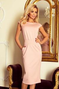 Pink Powder Midi Pencil Dress With Pocket