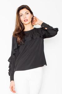 Black Long Sleeves Blouse with a Frill