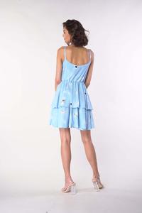 Dress with straps with an assumed neckline - Blue