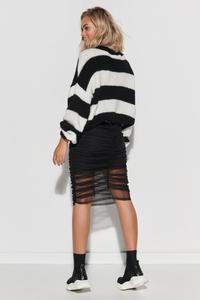 Loose sweater in wide, black and ecru stripes