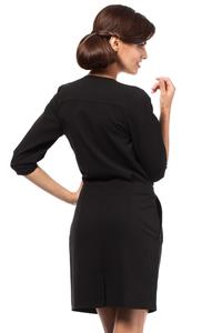 Black Elegant Office Style Unique Collar Dress