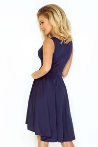 Dark Blue Pleated Asymetrical Coctail Dress
