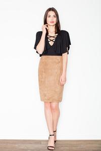 Brown Pencil Suede Imitation Skirt