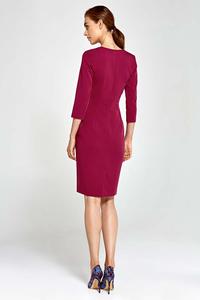 Dark Red Classic Office Style Dress