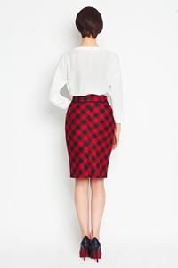 Red Pencil Plaid Pattern Skirt
