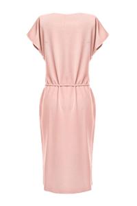 Pink Casual Midi Dress with Big Pockets