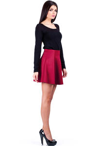 Red Flared Light Pleates Girlish Mini Skirt