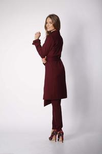 Dark Red Elegant Coat with a frill on the sleeve