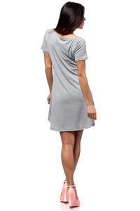 Light Grey Bateau Neck Dippy Hemline Shift Dress