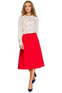 Red Flared Classic Midi Skirt