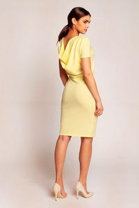Yellow Shift Seam Dress with Cowl Neck Back