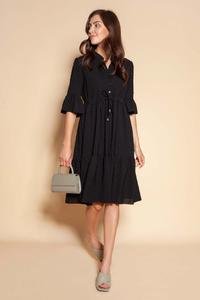 Black Frilled Dress with Buttons Closure