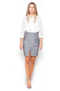 Grey Mini Pencil Skirt with Pockets